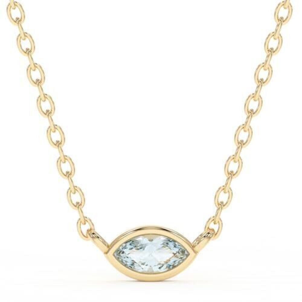 1351 Aquamarine Necklace , Premium Gold Minimalist Marquise Necklaces